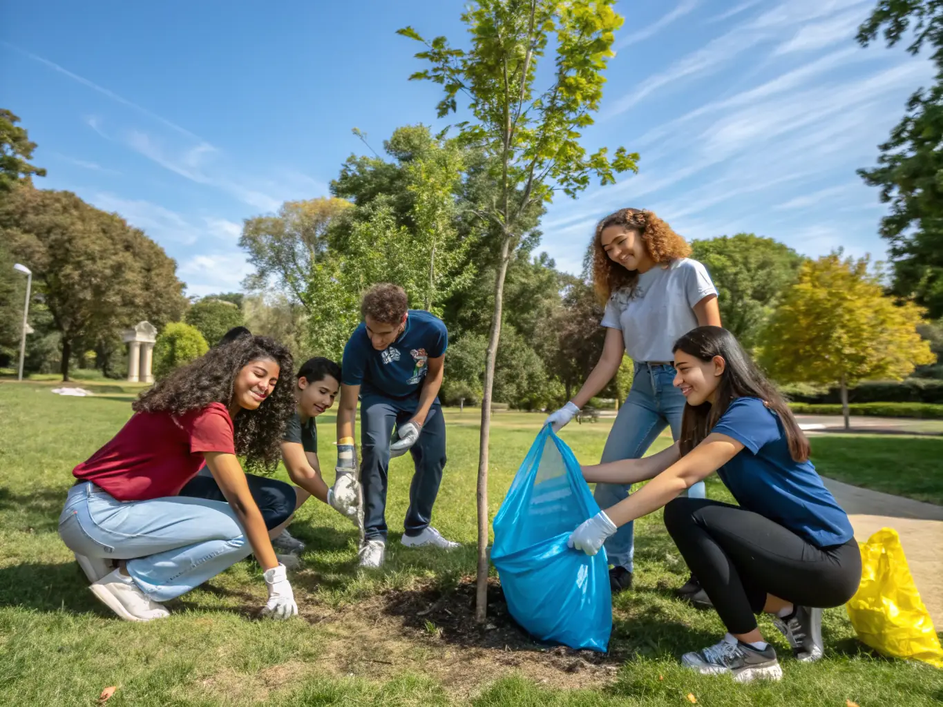 An image of students engaged in a community service project organized by UNSS, highlighting responsible citizenship.